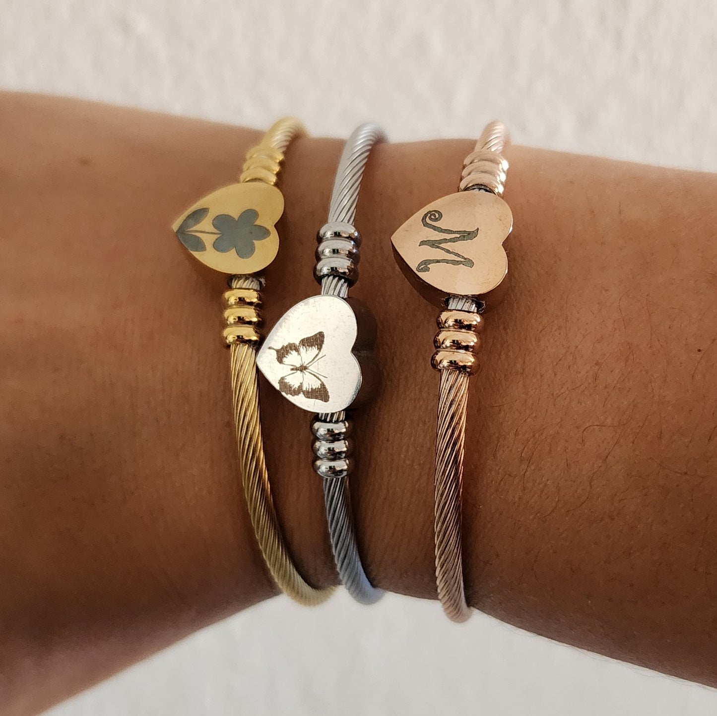 Heart Engraved Bangle Bracelet