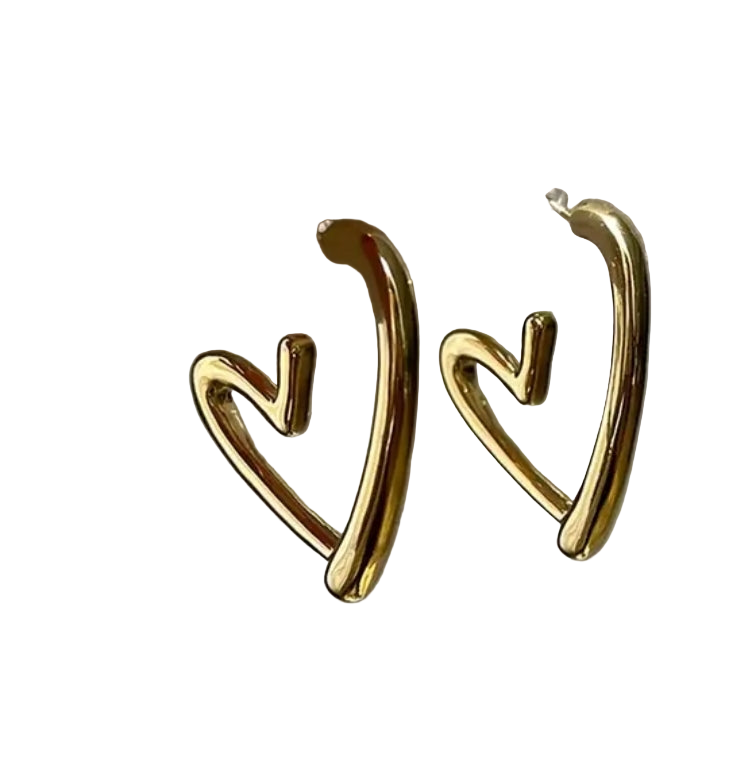 Gold Heart Hoops + Trio Earrings studs