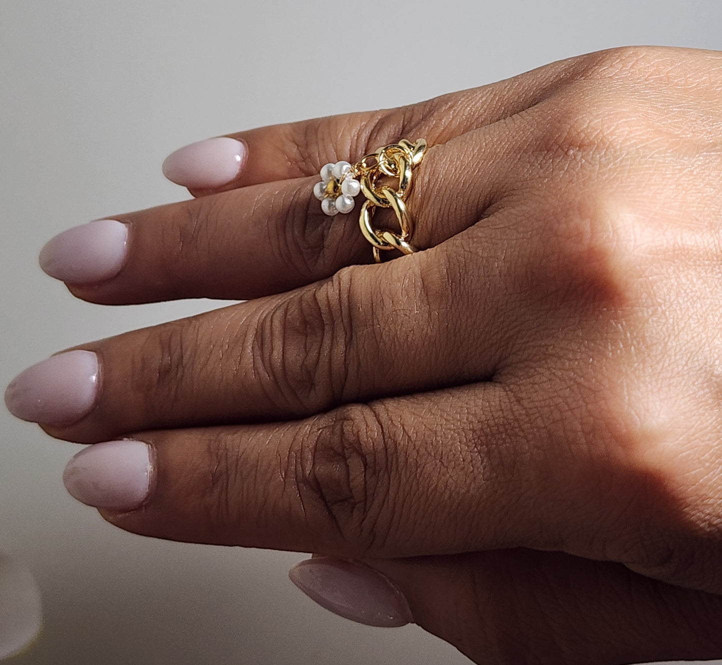 Pearl Flower Charm Ring