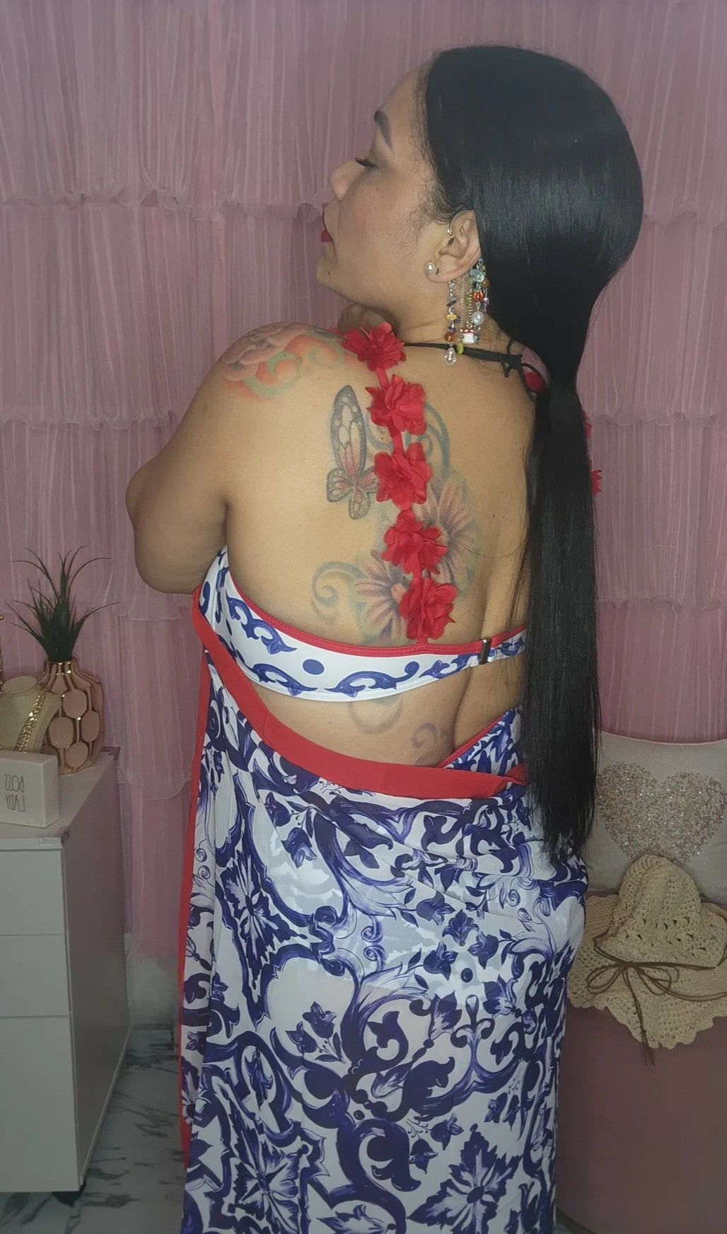 3 pcs Red Flowers Swimsuit