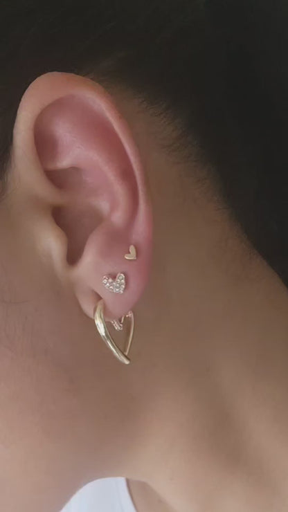 Gold Heart Hoops + Trio Earrings studs