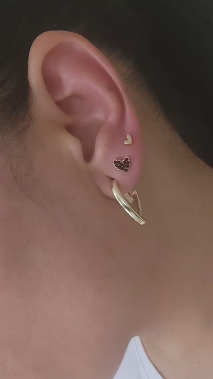 Gold Heart Hoops + Trio Earrings studs