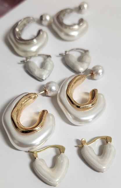 Biggest Pearl Hoops 4pcs