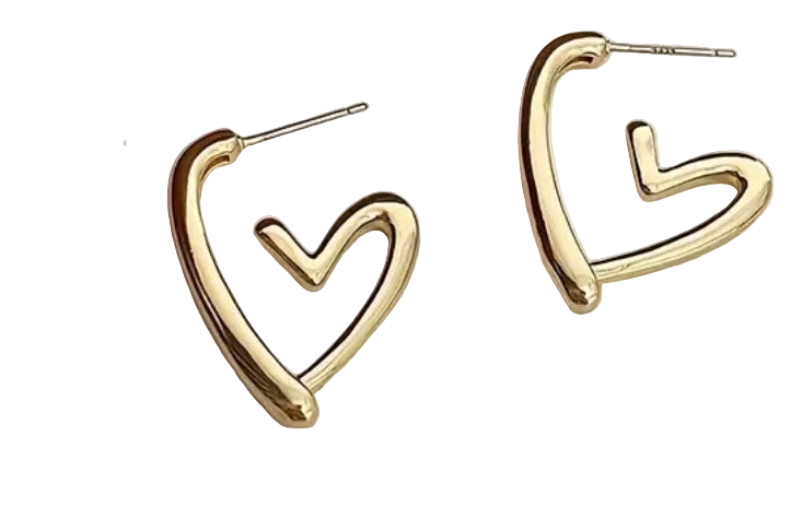 Gold Heart Hoops + Trio Earrings studs