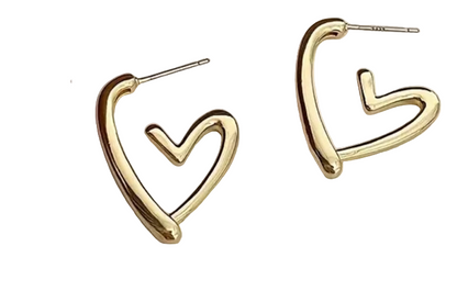 Gold Heart Hoops + Trio Earrings studs