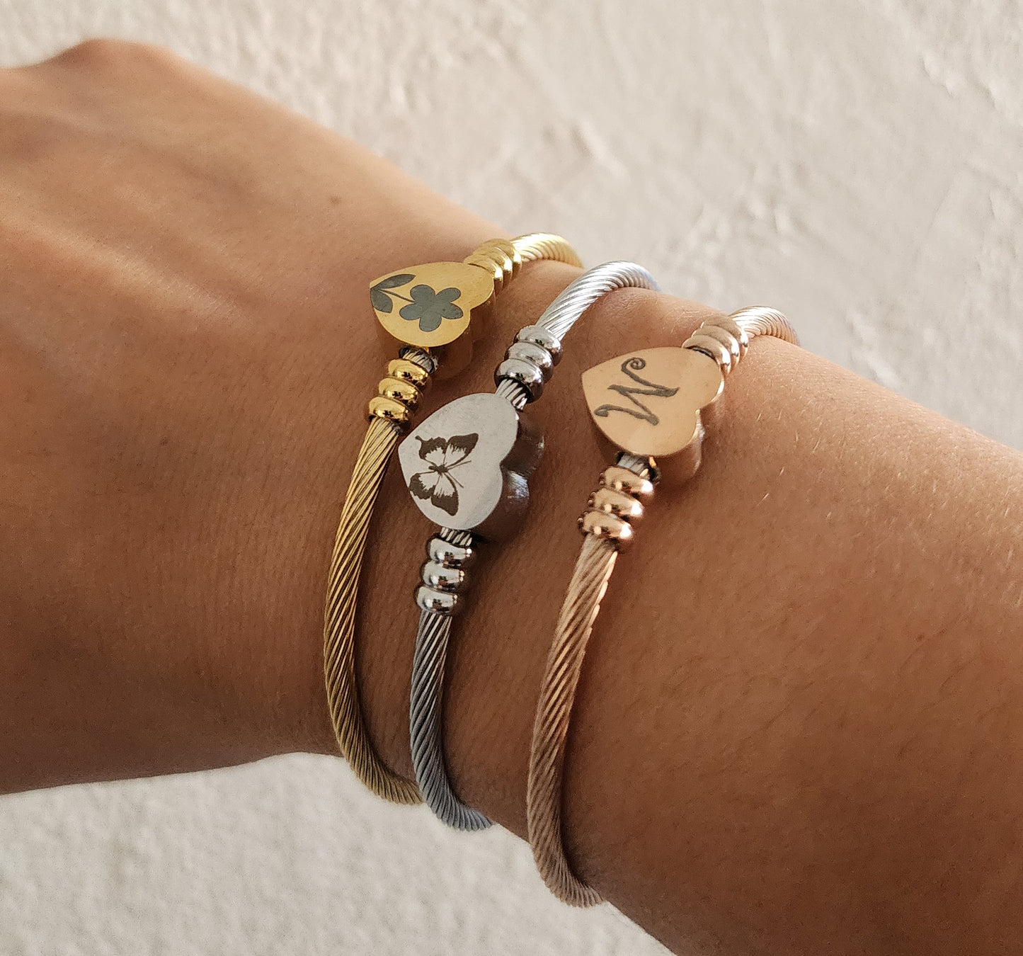 Heart Engraved Bangle Bracelet