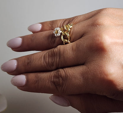 Pearl Flower Charm Ring