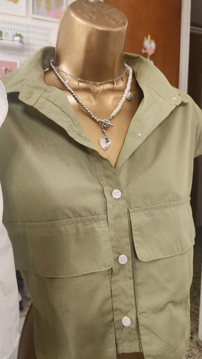 Botton Down Crop Top