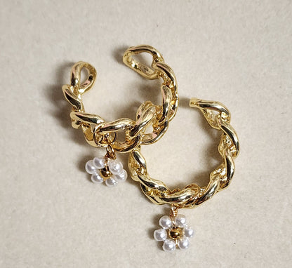 Pearl Flower Charm Ring